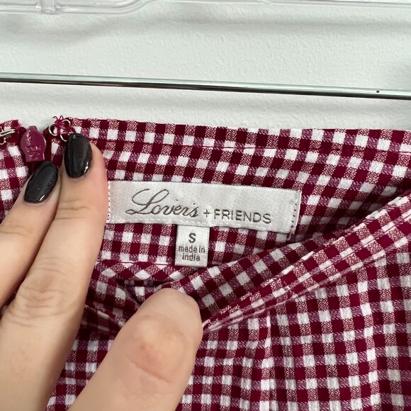 Lovers + Friends Ballard Gingham Plaid Ruffle Mini Skirt Sz XS - Picture 6 of 8